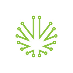 Cannabis leaf tech flat logo icon vector