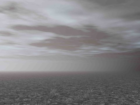 Grey ground by cloudy morning background - 3D render