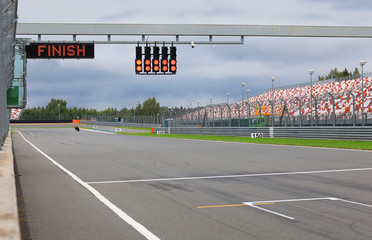 Race circuit finish line perspective