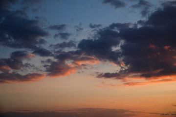 Dramatic sunset and sunrise morning evening twilight sky.