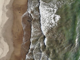 Aerial photo of the Ashwim beach in Goa, Vasco (India)