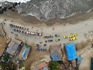 Aerial photo of the Vagator beach in Goa, Vasco (India)