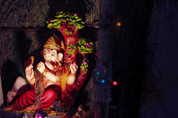 Lord Ganesha, Ganesha Festival, Lord Ganesha Statue on dark background  
