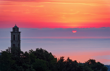Bell tower of Santa Lucia di Moriani church in Corsica