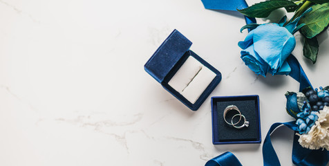 wedding concept background Shoes and pillow on modern background Top view,Banner concept vintage tone