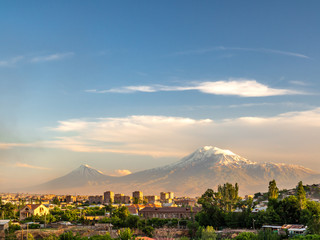 Beautiful evening cityscape of Yerevan, the capital of Armenia