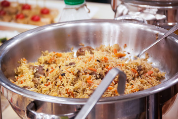 The process of cooking pilaf