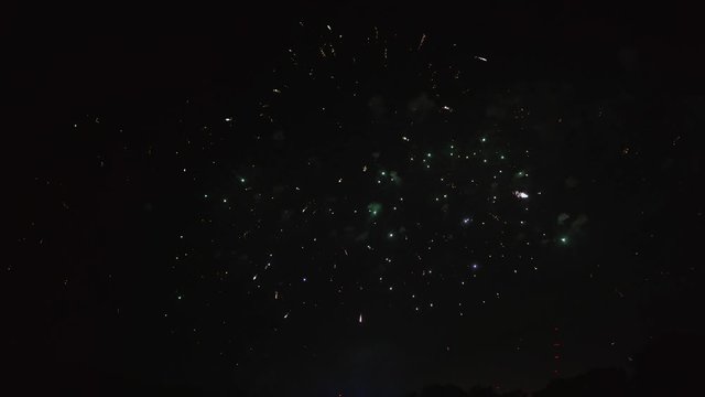 Colorful fireworks at holiday night.