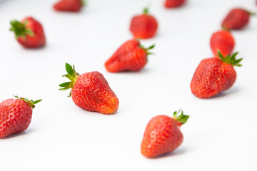 Strawberry on white background. Berries pattern. 