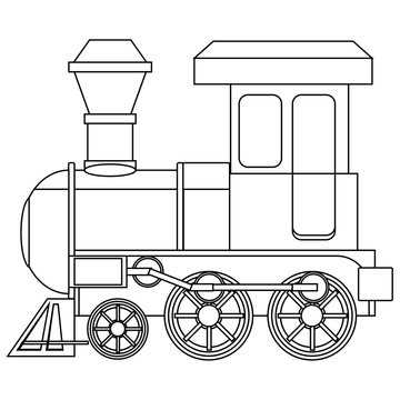 Coloring image of the train. Vector illustration on the theme of painting techniques.