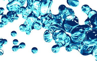 Particle of the drop of water made in 3D Render