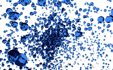 Particle of the drop of water made in 3D Render