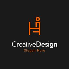 logo letter h line human icon partnership symbol, abstract simple line letter h people athlete logo design for gym, sports game, fitness, business, trainer, coach vector icon logo