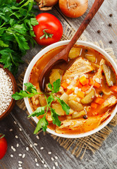 Pickle soup with meat