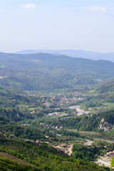 Landscape view from the Monte Adone, a high point of observation on the route " Via degli Dei" between Florence and Bologna in Italy.
