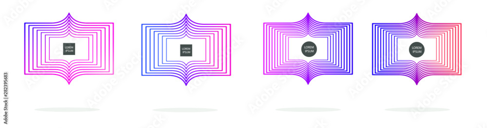 Poster set of modern abstract vector banners. multicolor flat geometric shapes. geometric gradient figures,