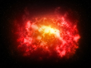 Cloudy Red Nebula Space Dust with Stars