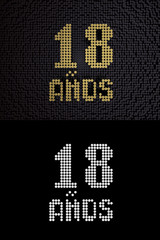 Inscription in Spanish. Golden number 18 years