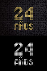 Inscription in Spanish. Golden number 24 years