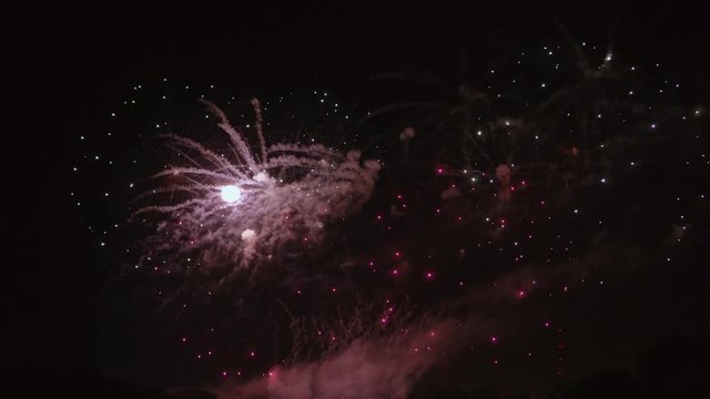 Wonderful pyrotechnical firework show in the night sky.