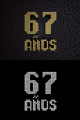 Inscription in Spanish. Golden number 67 years