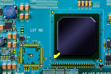 Electronic circuit board close up. 