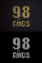 Inscription in Spanish. Golden number 98 years