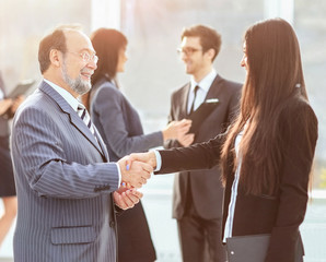 Fototapeta premium .the meeting of two business partners in the presentation