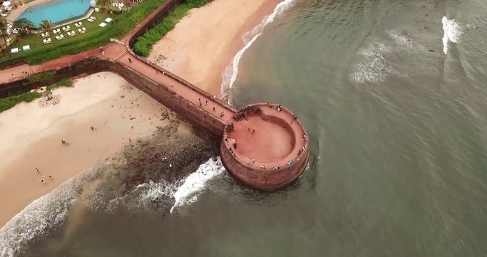 Drone footage of Sinquerim Fort in Goa, India