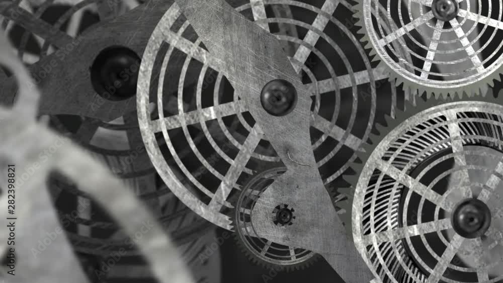 Poster conceptual animation of metallic gears rotating