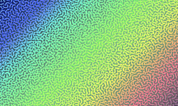 Diagonal holographic colored vector backdrop textured with messy memphis curves