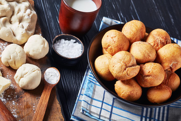 close-up of Jamaican fried dumplings in a bowl