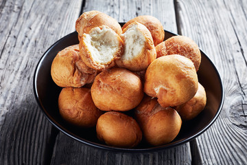 close-up of Jamaican fried dumplings in a bowl
