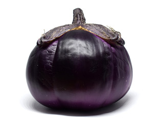 Eggplant Isolated with clipping path on a white background. Fresh eggplant close-up.