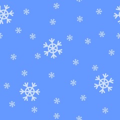 Seamless pattern with snowflakes on blue background. Vector design.