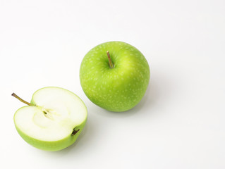 Sliced Green apple on white background