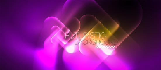 Neon glowing techno lines, blue hi-tech futuristic abstract background template