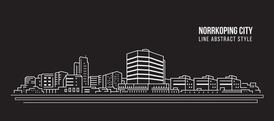 Fototapeta premium Cityscape Building Line art Vector Illustration design - Norrkoping city
