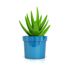 Blue Plant Pot Icon 3d Illustration isolated on white background