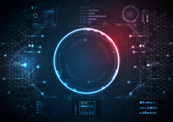 Blue Pink Several Futuristic Function with Circuit Digital Technology