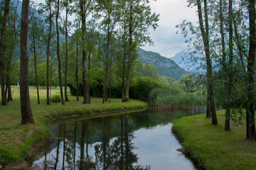 Fototapeta na wymiar Beautiful lake on a background of mountains
