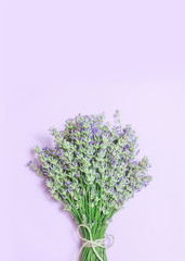 Lavender flower bouquet on wood table