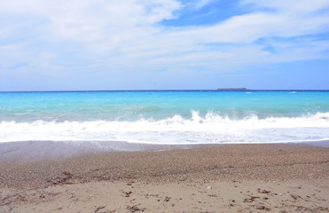 Fototapeta na wymiar Beautiful sea coast in the eastern part of the Greek island of Rhodes.