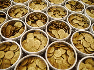 Coins for making merit at the temple.Merit Little Coin use this coin making a merit in the temple our Thai Traditional pray for good luck