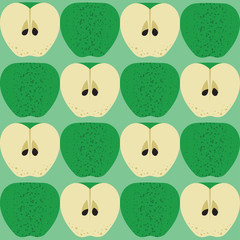 Retro green apple seamless pattern - 282404830