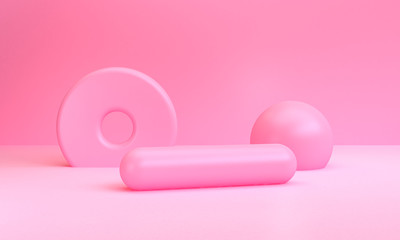 Minimalist abstract primitive geometrical figures background, 3D render, trend poster.