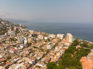 Aerial photos of the beautiful town of Puerto Vallarta in Mexico, the town is on the Pacific coast in the state known as Jalisco