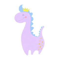 Cute dinosaur baby girl print princess with crown