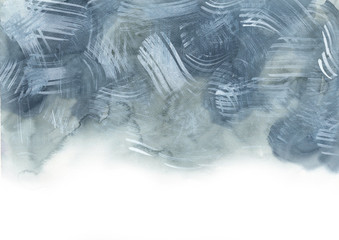 Indigo blue and grey with white color brush stroke watercolor hand painting for background decoration.