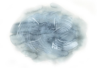 Indigo blue and grey with white color brush stroke watercolor hand painting for background decoration.